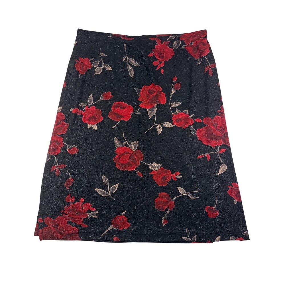 Dark Floral Rose Mini Skirt Vintage Y2K Grunge Romantic Medium